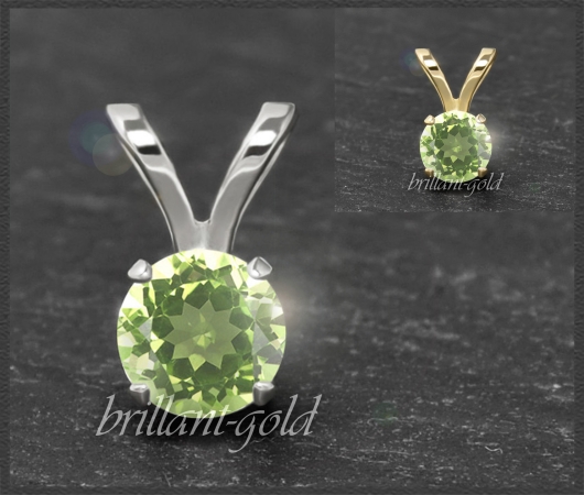 Anhänger 585 Gold Peridot grün 4,5,6,7mm